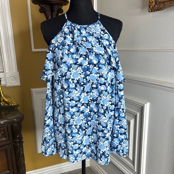 Floral Blue Halter Top - Picture 1 of 15